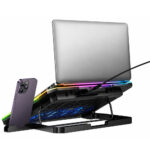 Laptop Cooler Hoco. DH19 Cool RGB με 2 Ανεμιστήρακια 1200Rpm και Stand Κινητού για Φορητούς Υπολογιστές έως 17" - Image 4
