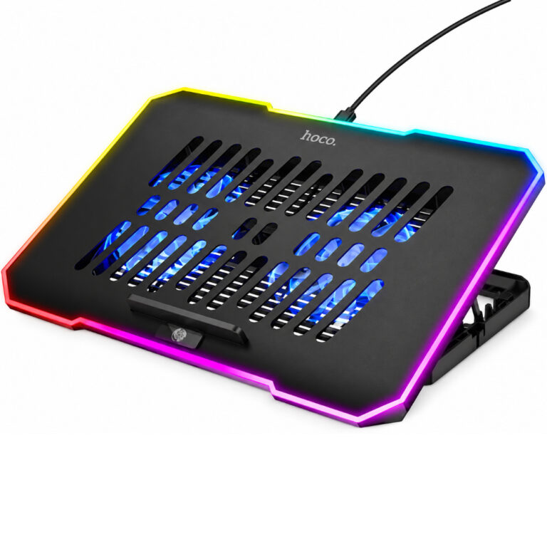 Laptop Cooler Hoco. DH19 Cool RGB με 2 Ανεμιστήρακια 1200Rpm και Stand Κινητού για Φορητούς Υπολογιστές έως 17"