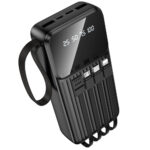 Power Bank Borofone BJ76A 20000mAh με 4 Καλώδια Φόρτισης και 4 Θύρες USB-C USB-A Lightning Micro-USB και LED Ένδειξη Μπαταρίας Μαύρο