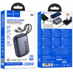Power Bank Hoco Q55 Rock Mini 20000mAh PD20W QC USB-C USB-A και Ενσωματωμένα Καλώδια USB-C Lighting LED Γκρι με Πιστοποίηση CCC - Image 2