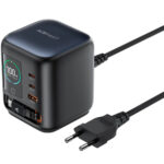 Επιτραπέζιος Φορτιστής Acefast Z10 100W 2xUSB-C 1xUSB-A 1xUSB-C GaN Ενσωματωμένο Καλώδιο και Smart LED Digital Display Μαύρος