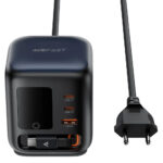Επιτραπέζιος Φορτιστής Acefast Z10 100W 2xUSB-C 1xUSB-A 1xUSB-C GaN Ενσωματωμένο Καλώδιο και Smart LED Digital Display Μαύρος - Image 3