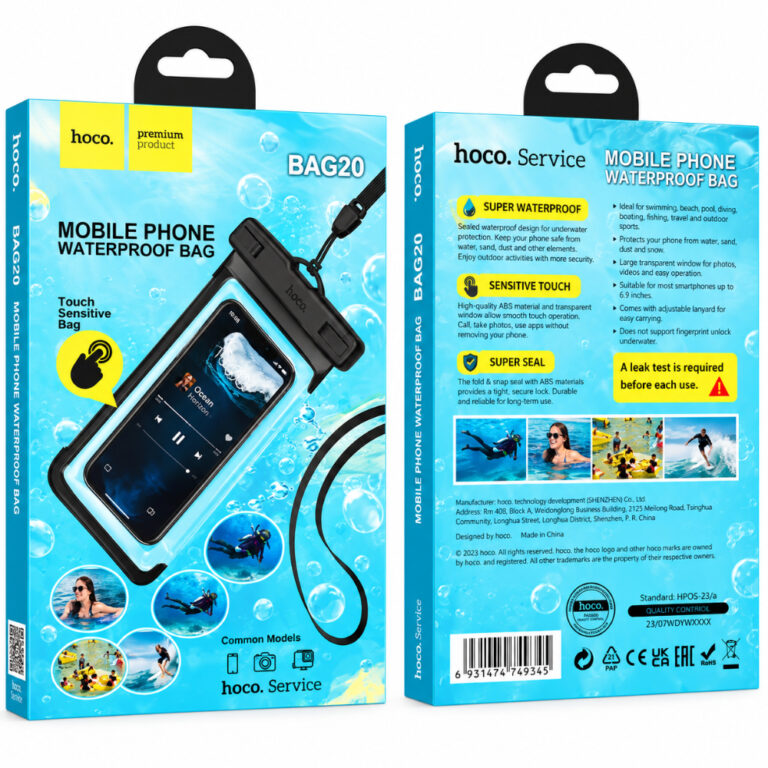 Θήκη Αδιάβροχη Hoco. BAG20 Magic IPX8 για Συσκευές εως 7" Διαστάσεις 22cm x11.5cm
