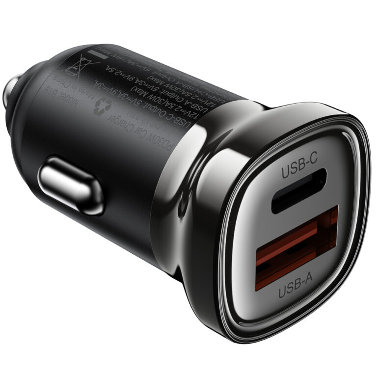 Φορτιστής Αυτοκινήτου Acefast B19 PD30W 1xUSB-A 1xUSB-C Μαύρος