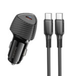 Φορτιστής Αυτοκινήτου Borofone BZ31B Solid USB-C PD30W με Καλώδιο USB-C σε USB-C 1m Μαύρος