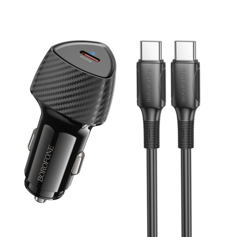 Φορτιστής Αυτοκινήτου Borofone BZ31B Solid USB-C PD30W με Καλώδιο USB-C σε USB-C 1m Μαύρος