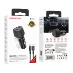 Φορτιστής Αυτοκινήτου Borofone BZ31D Solid 2xUSB-C PD60W με Καλώδιο USB-C σε USB-C 1m Μαύρος - Image 2