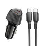 Φορτιστής Αυτοκινήτου Borofone BZ31D Solid 2xUSB-C PD60W με Καλώδιο USB-C σε USB-C 1m Μαύρος