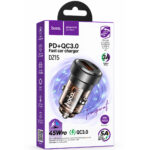Φορτιστής Αυτοκινήτου Hoco. DZ15 Contact PD45W QC 1xUSB-A 1xUSB-C Διάφανος Φιμέ - Image 2