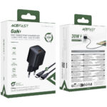 Φορτιστής Ταξιδίου Acefast A118 Mini Fast Charging 1xUSB-C PD30W QC3.0 GaN με USB-C σε Lightning Καλώδιο 1.2m Μαύρος - Image 2
