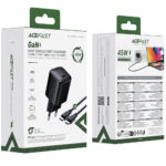 Φορτιστής Ταξιδίου Acefast A119 Mini Fast Charging 1xUSB-C PD45W QC3.0 GaN  με Καλώδιο USB-C σε USB-C 1.2m Μαύρος - Image 2