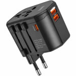 Φορτιστής Ταξιδίου Hoco. DC44 Universal Converter US EU AU UK με 2xUSB-A 1xUSB-C PD20W Μαύρος