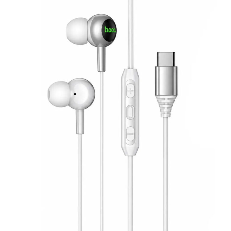 Hands Free Hoco M120 Gratified USB-C Universal Earphones Hi-Fi Stereo RGB Λευκά-Ασημί 1.2m