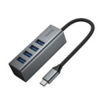 USB Hub Hoco HB1C 4-in-1 USB-C σε 4xUSB-A 3.0 Aluminum Alloy Γκρι - Image 3