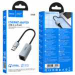 Αντάπτορας  Hoco UA48 USB-A σε RJ45 OTG 10/100Mbps 15cm Γκρι - Image 2
